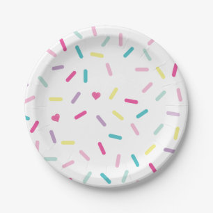 Prato De Papel Sorvete com Confeitos e Bolo de Aniversário