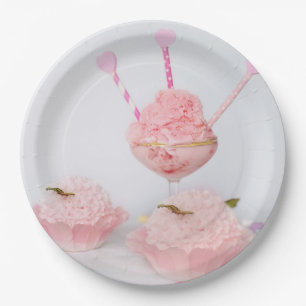 Prato De Papel Sorvete cor-de-rosa & placas de papel descartávei