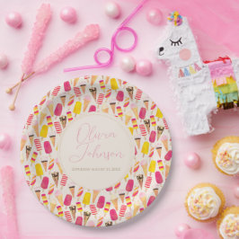 Prato De Papel Sorvete de Aquarela de Verão Doce