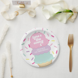 Prato De Papel Sorvete e Confeitos Doce Um 1º Aniversário