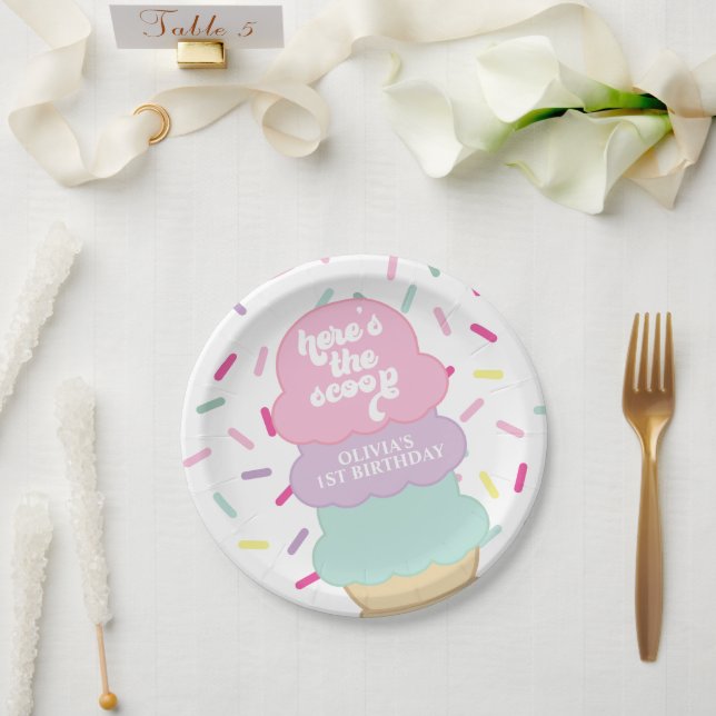 Prato De Papel Sorvete e Confeitos Doce Um 1º Aniversário (Casamento)