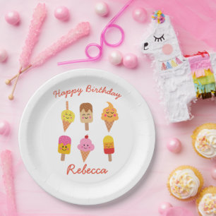 Prato De Papel sorvete kawaii e Psicle Aniversário