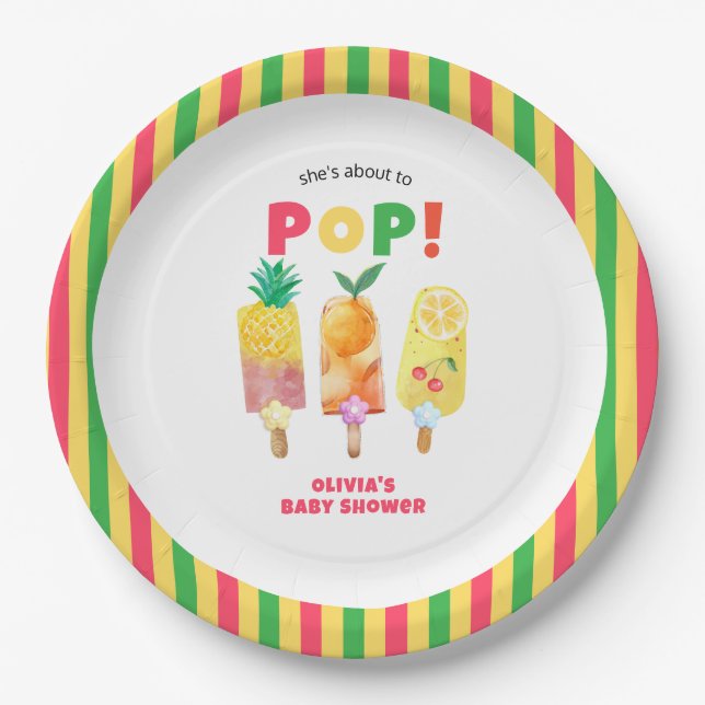 Prato De Papel Sorvete tropical pronto para Pop (Frente)
