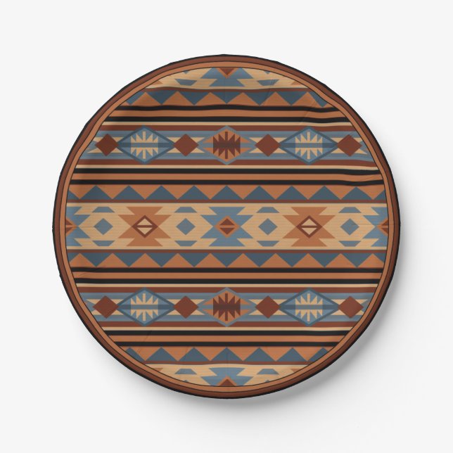 Prato De Papel Southwest Design Adobe Gray Brown Tribal Pattern (Frente)