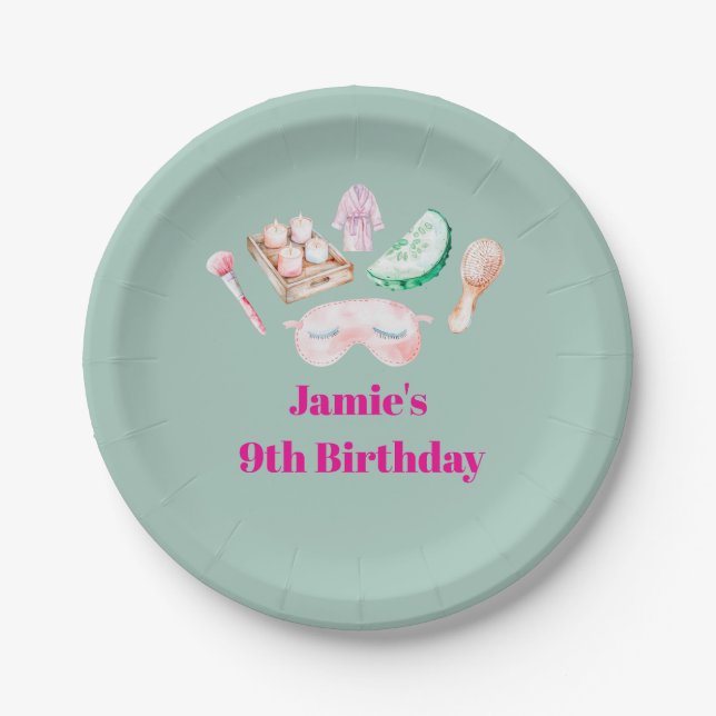 Prato De Papel Spa Day Kid's Party Paper Plate (Frente)