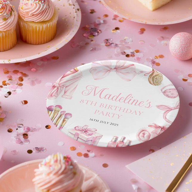 Prato De Papel Spa Party Pink Birthday Party (Criador carregado)