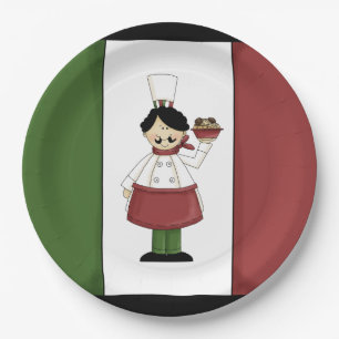 Prato De Papel Spaghetti Janta de papel de chef italiano