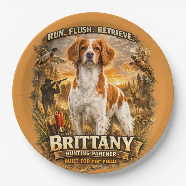 Prato De Papel Spaniel Bretão (Frente)