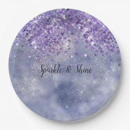 Prato De Papel Sparkle Dourado roxo