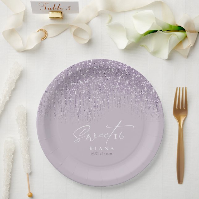 Prato De Papel Sparkles Doce Dezesseis Mauve ID912 (Casamento)