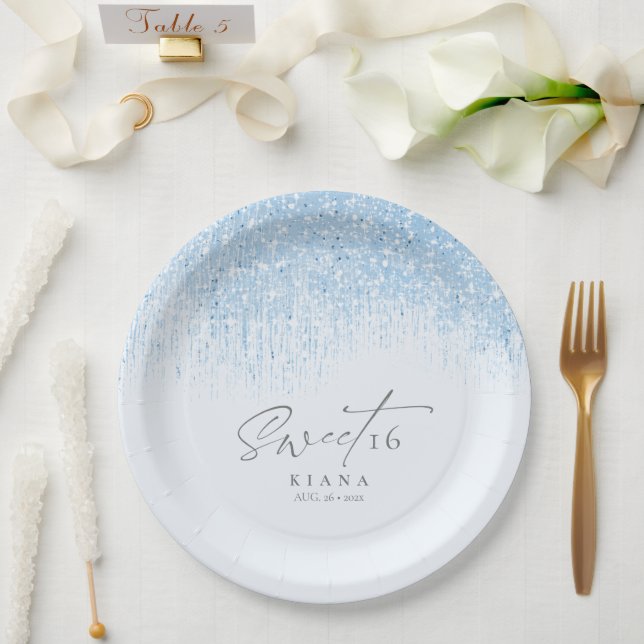 Prato De Papel Sparkles Sweet Six Blue ID912 (Casamento)