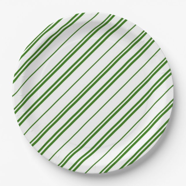 Prato De Papel Spearmint Candy Cane Christmas Stripes (Frente)