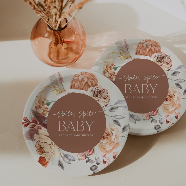 Prato De Papel "Spice Spice Baby" Fall Pumpkin Baby Shower (Criador carregado)