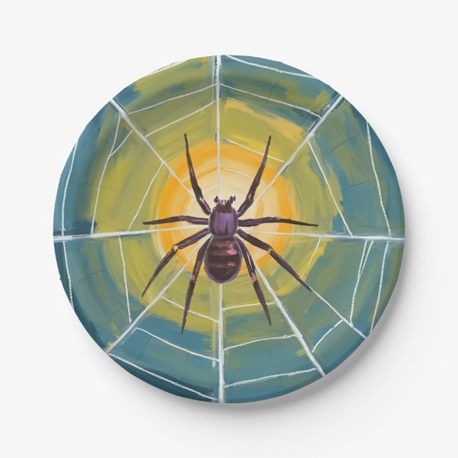 Prato De Papel Spider Web Spooky Festa de Halloween (Frente)