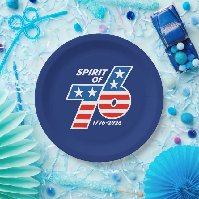 Prato De Papel Spirit of 76 - America's 250th Birthday 1776-2026 (Festa)