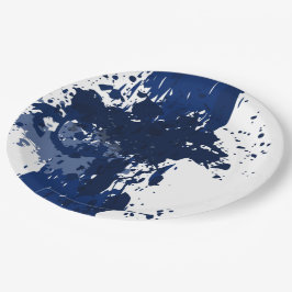Prato De Papel Splatter de pintura azul-real - Suprimento de Fest