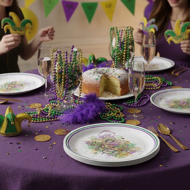 Prato De Papel Splatter Mardi Gras collage (Criador carregado)