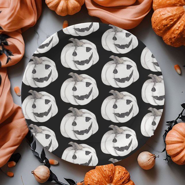 Prato De Papel Spookin Pumpkin Halloween Black Jack-O’-Lanterna (Criador carregado)