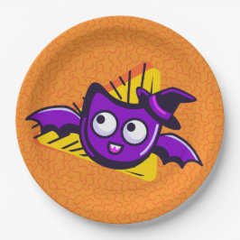 Prato De Papel Spooktacular Bats Halloween Plates - Orange