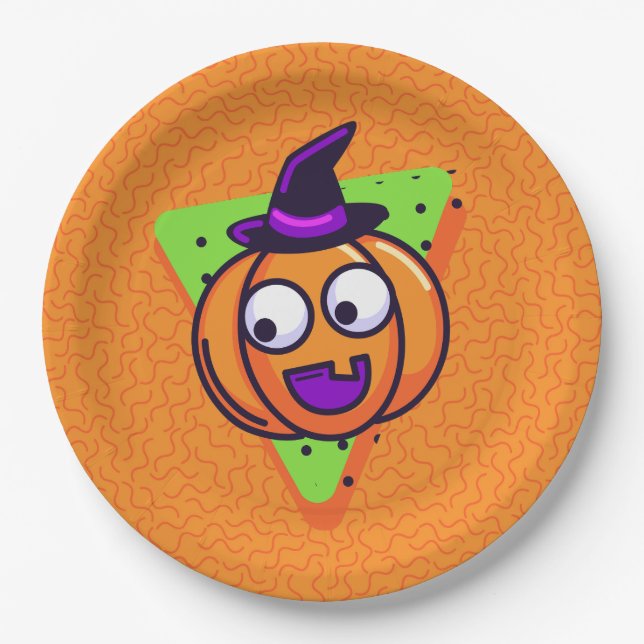 Prato De Papel Spooktacular Pumpkin Halloween Plates - Orange (Frente)