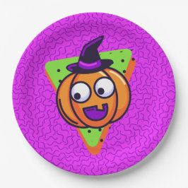 Prato De Papel Spooktacular Pumpkin Halloween Plates - Purple