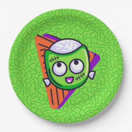 Prato De Papel Spooktacular Zombie Halloween Plates - Green