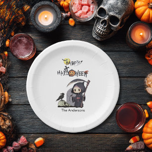 Prato De Papel Spooky Grim Reaper Graveyard Gothic Kids Halloween