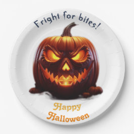 Prato De Papel Spooky Halloween Jack-O-Lantern