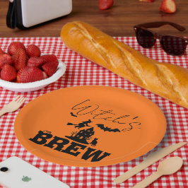 Prato De Papel Spooky Haunted House & Witch Silhouette |