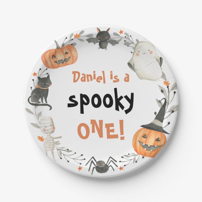 Prato De Papel "Spooky One Cute Halloween Ghost Decor" (Frente)