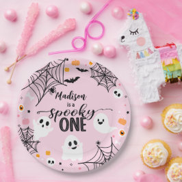 Prato De Papel Spooky One Pink Halloween Ghost