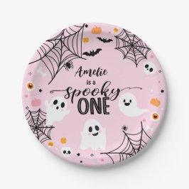 Prato De Papel Spooky One Pink Halloween Ghost