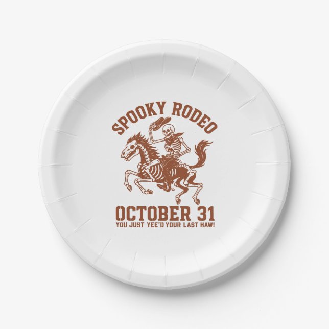 Prato De Papel Spooky Rodeo Halloween 31 de outubro (Frente)
