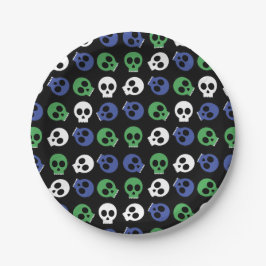 Prato De Papel Spooky Skulls Halloween
