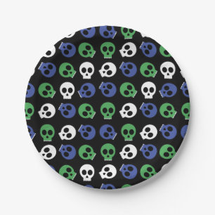 Prato De Papel Spooky Skulls Halloween