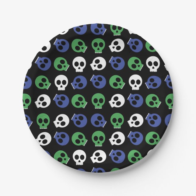 Prato De Papel Spooky Skulls Halloween (Frente)