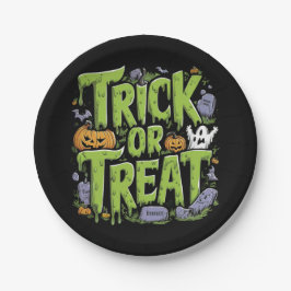 Prato De Papel Spooky Trick or Treat Slime Halloween