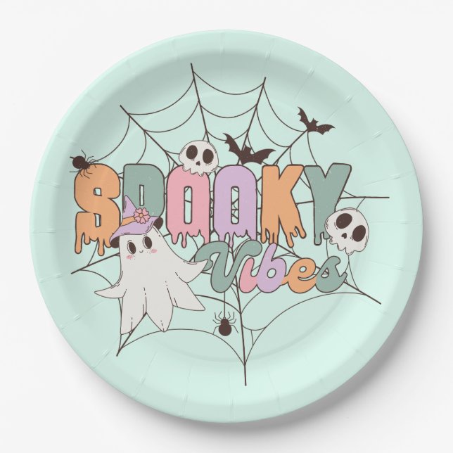 Prato De Papel Spooky Vibes Halloween (Frente)