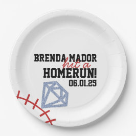 Prato De Papel Sports Baseball Homerun Glitter Bridal Shower 