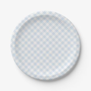 Prato De Papel Spring Retro Gingham Azul Pó