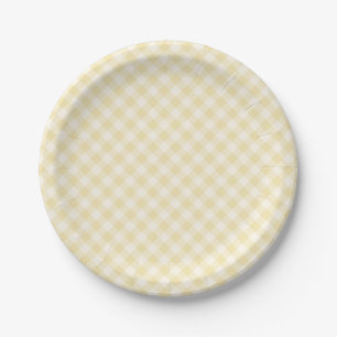 Prato De Papel Spring Retro Gingham Creme de Manteiga