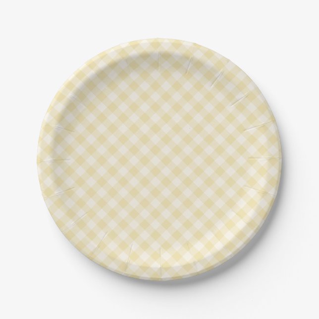 Prato De Papel Spring Retro Gingham | Creme de Manteiga (Frente)