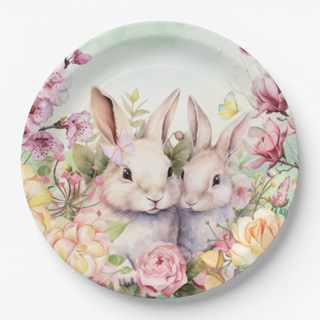 Prato De Papel Springtime Bunny Plates (Frente)