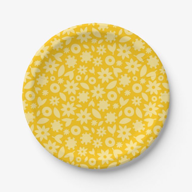 Prato De Papel Springtime Floral em Amarelo (Frente)