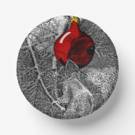 Prato De Papel Squirrel in Christmas Tree