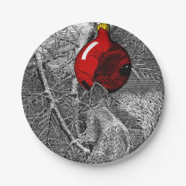 Prato De Papel Squirrel in Christmas Tree