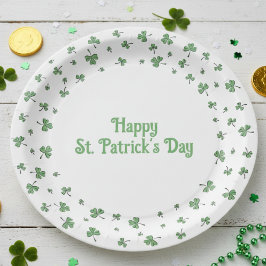 Prato De Papel St. Patrick’s Day Shamrock Border Round