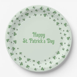 Prato De Papel St. Patrick’s Day Shamrock Border Round