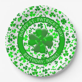 Prato De Papel St Patrick's Day Birthday Shamrocks Personalized