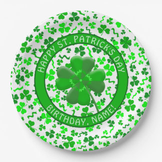 Prato De Papel St Patrick's Day Birthday Shamrocks Personalized